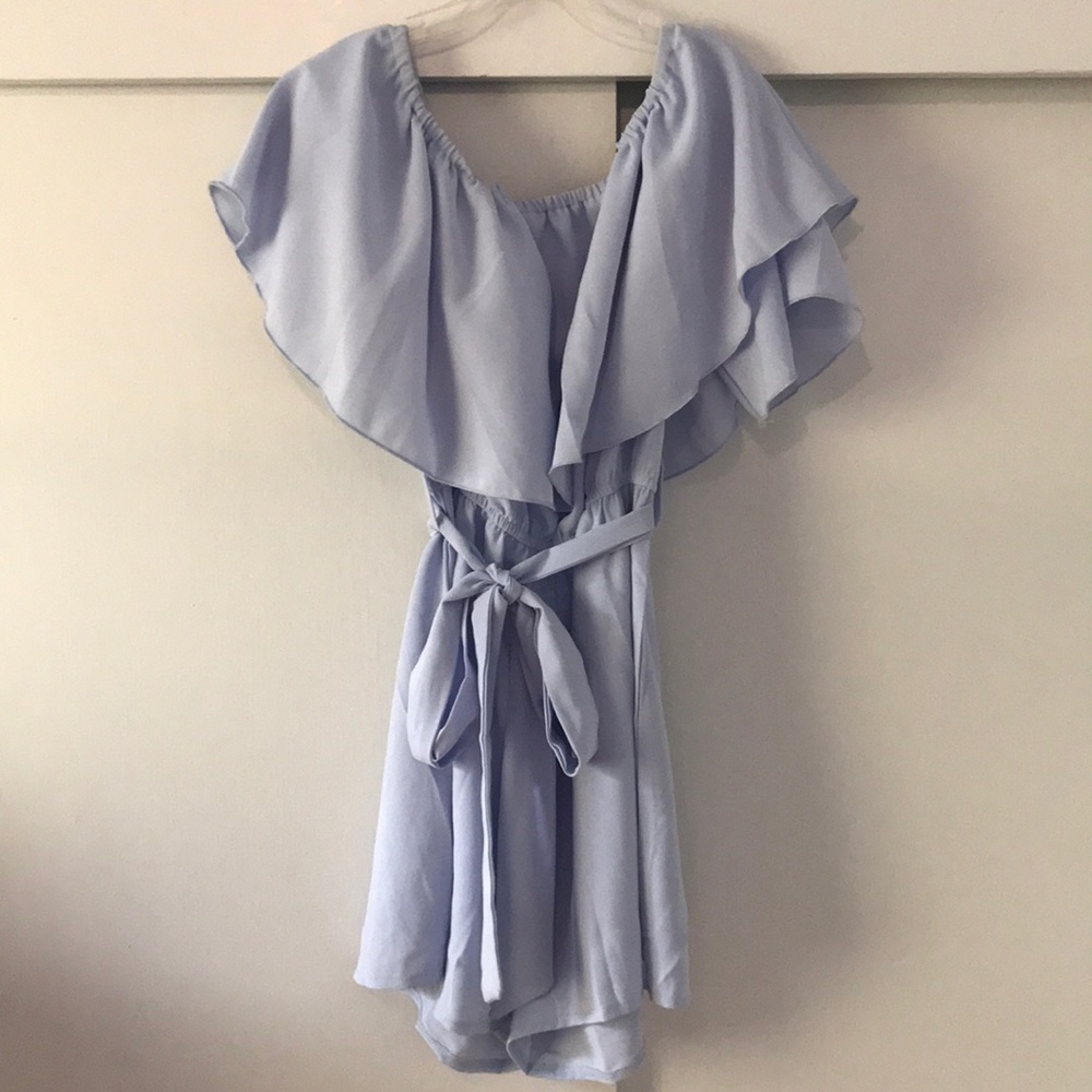 Off the shoulder light blue romper